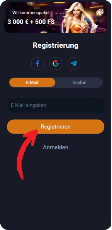 Registrierungsmethode wählen