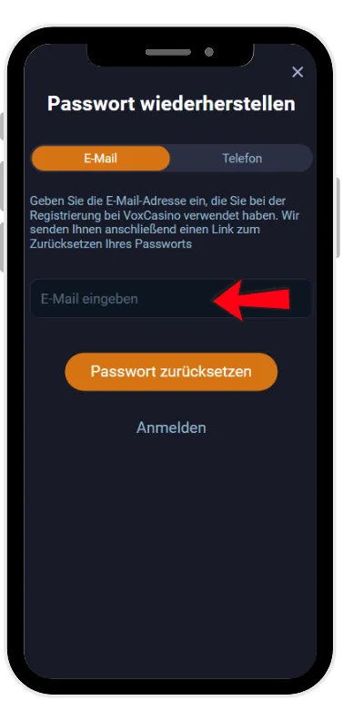Vox Casino Passwortwiederherstellung