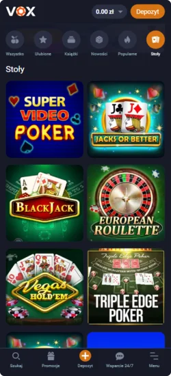 Vox Casino Stoły