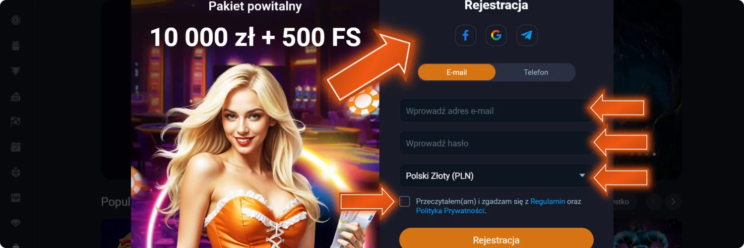 Wybierz metodę rejestracji